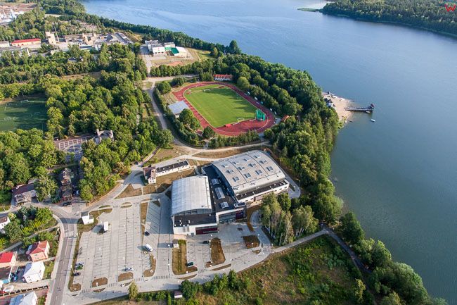Olecko, kompleks sportowy stadion, plywalnia i korty tenisowe. EU, Pl, Warm-Maz. Lotnicze.